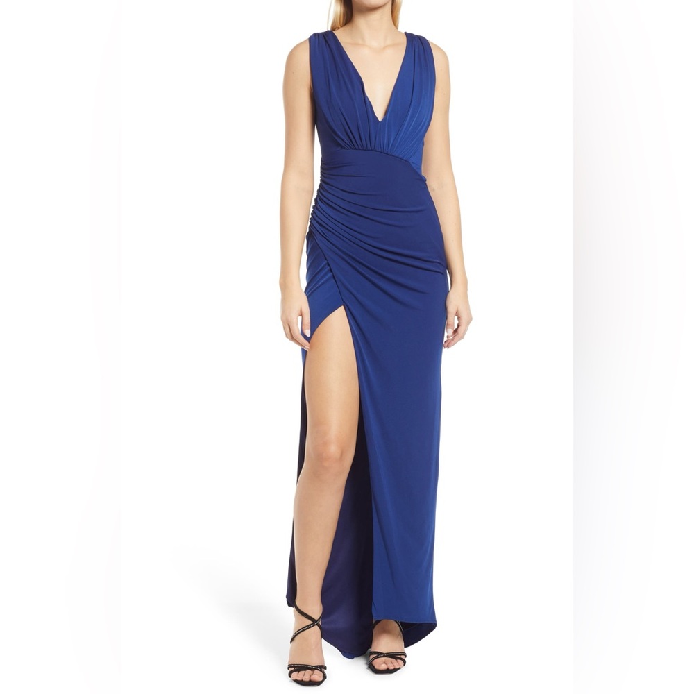 NWT Katie May Sugar Stick Sleeveless Full Length Royal Midnight Blue Gown sz XS